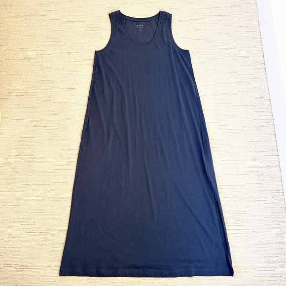 PACT Womens L Blue Midi Dress Softspun Tank Organic Cotton Minimal Coastal Comfy - Picture 11 of 11